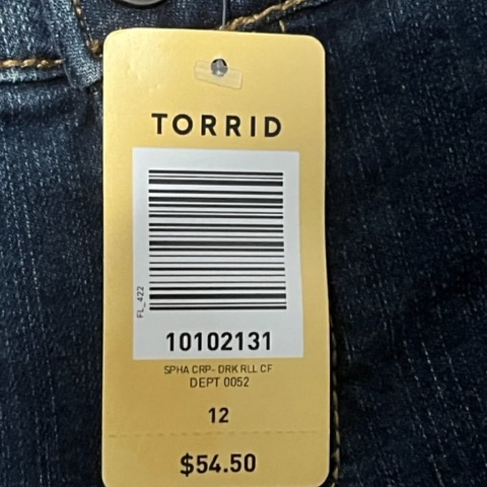 TORRID Denim Medium Blue Sophia Crop Button Pocket Jeans Size 12 NWT - Picture 14 of 14